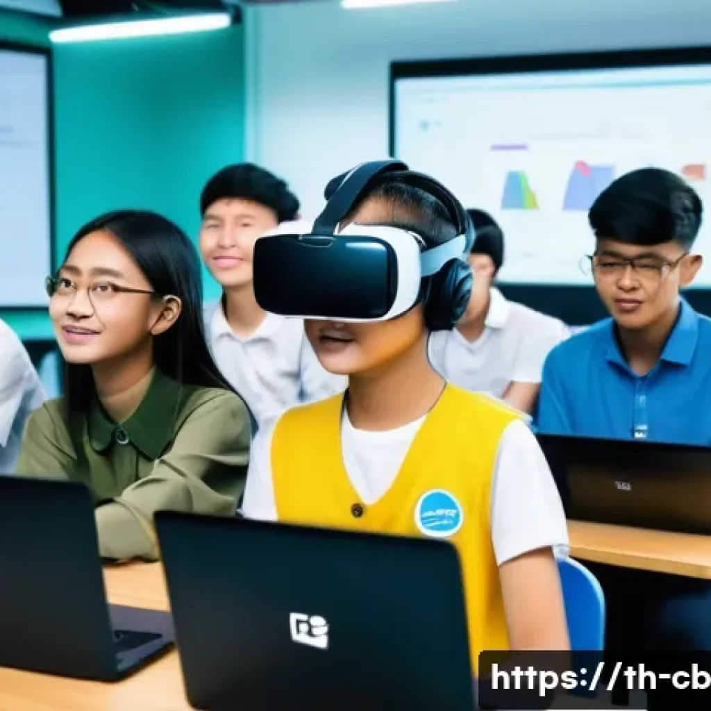 기술 격차 해소를 위한 청년 인재 양성 - **Prompt:** A diverse group of enthusiastic Thai teenagers (around 15-18 years old) are actively eng...