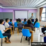 기술 격차 해소와 평생 교육의 중요성 - A diverse group of Thai adults and elderly learners sitting in a modern community center, engaging i...